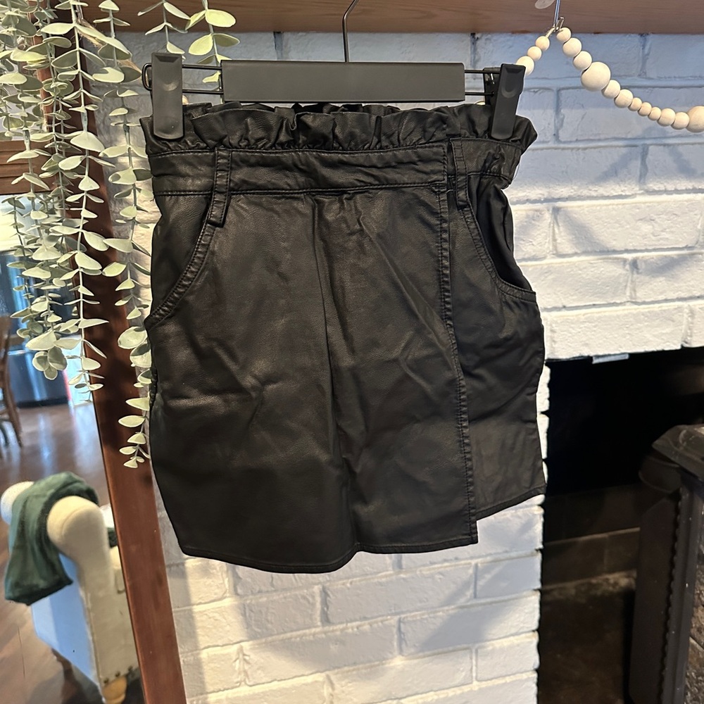 🍁 Aeropostale Faux Leather Paper Bag Waist Wrap Shorts | Size XS